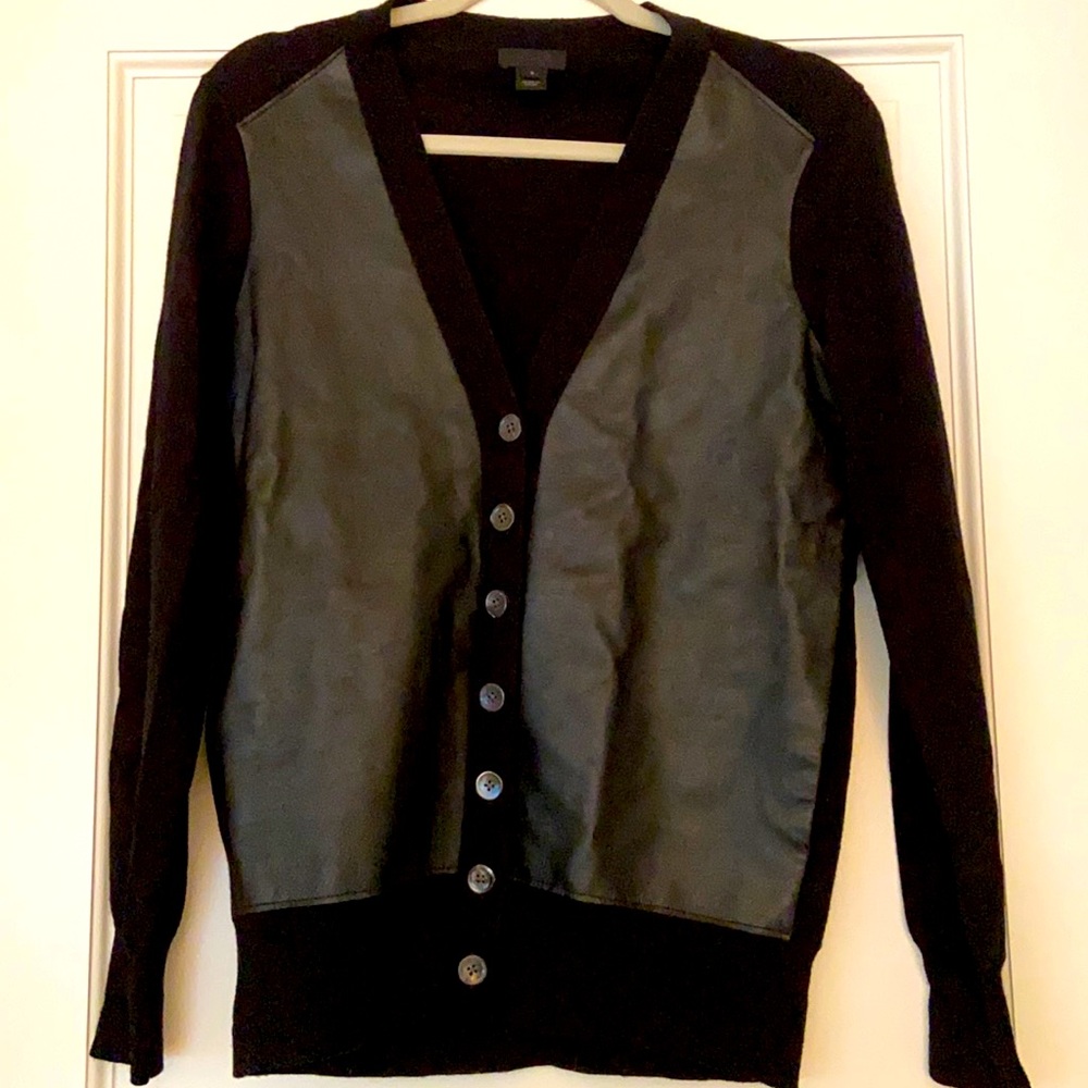 Faux leather black J Crew sweater